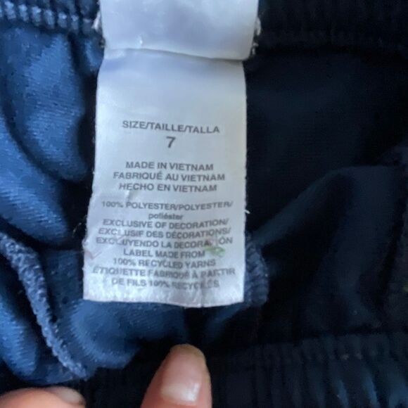 Free w/purchase! Adidas navy w/white stripes joggers - Size 7 (with flaw) - Picture 5 of 6